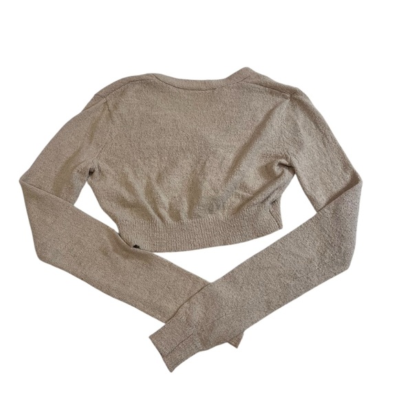 zara tan light brown cropped cardigan button up sweater coquette cottagecore y2k - Picture 2 of 7